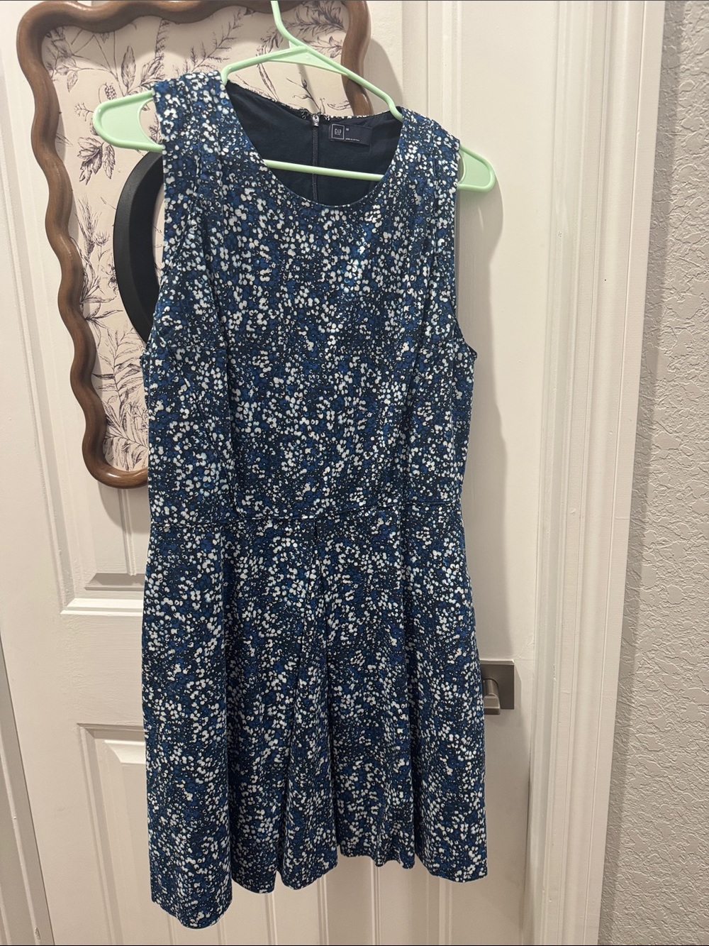 GAP Blue and White Floral Maxi Dress with pockets.